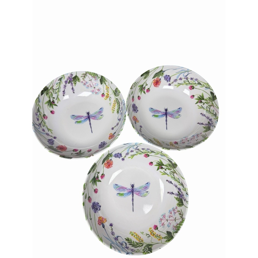 The Farmhouse by Rachel Ashwell‎  Melamine Dragonfly Floral Salad Bowl Set of 3